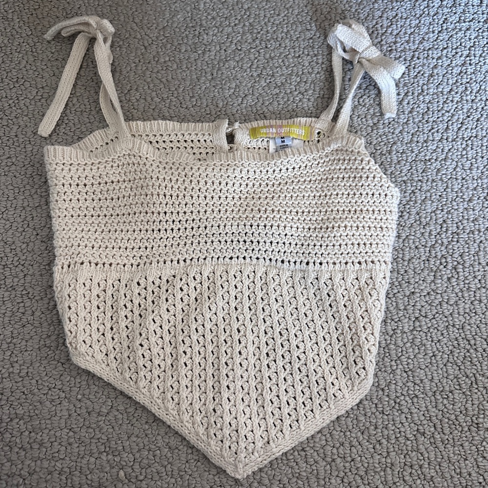Urban Outfitters Crochet Cream Bandana Knit Tank Top Womens Medium